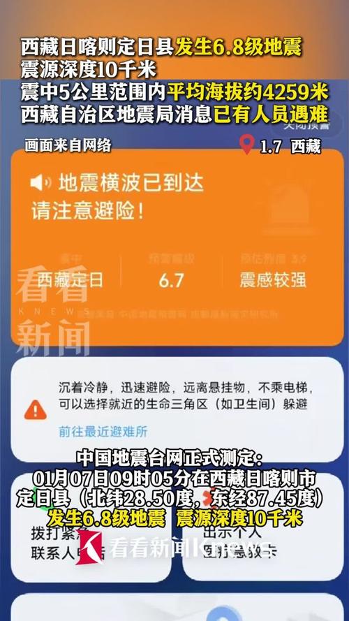 西藏定日縣發(fā)生地震，震源深度里，暫無人員傷亡報告